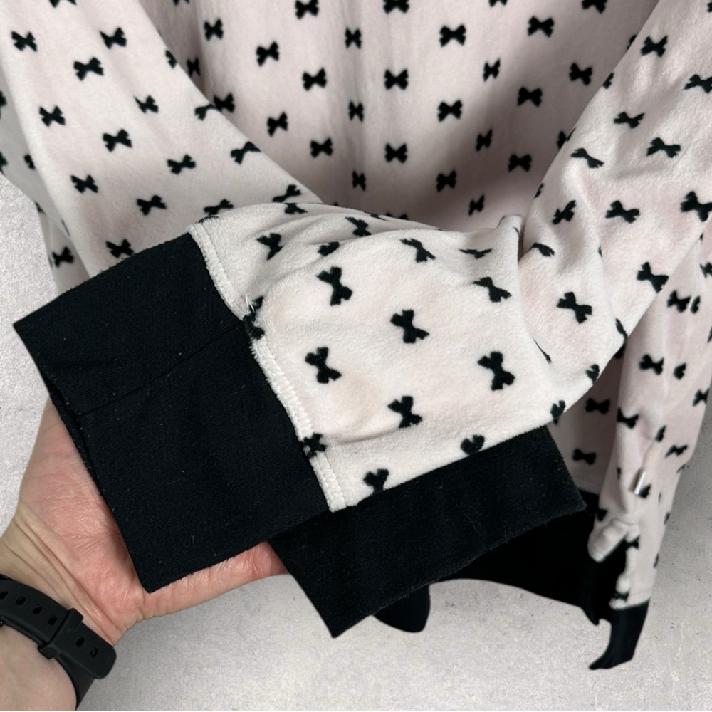 Kate Spade Pink Bow Print Fleece Sweatshirt Top Womens Size XL Loungewear Cozy - Picture 6 of 14
